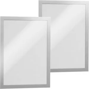 DURABLE Magnetrahmen DURAFRAME SUN silber A4, 2 St. - Beidseitig lesbar - Sonstige Hüllen mit magnetischem Halt und selbstklebender Rückseite für schnellen Dokumentenaustausch. Ideal für Fensterscheiben mit direkter Sonneneinstrahlung.