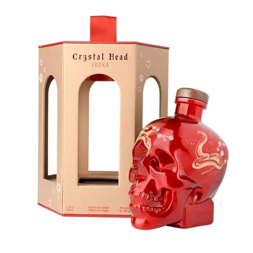 Crystal Head Vodka Lunar Year Limited Edition 40% Vol. 0,7l - Exklusive Wodka-Sonderedition zur Feier des chinesischen Neujahrs, präsentiert in einer kunstvoll gestalteten Flasche und stilvollen Geschenkbox, ideal für Sammler und Genießer.