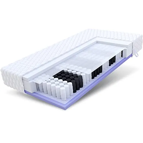 FDM Kepler Taschenfederkernmatratze 180x200 cm 7-Zonen Matratze Höhe 20 cm Punktelastizität Härtegrad H3 H4 Polyurethan-Schaum Matratzenbezug Jersey