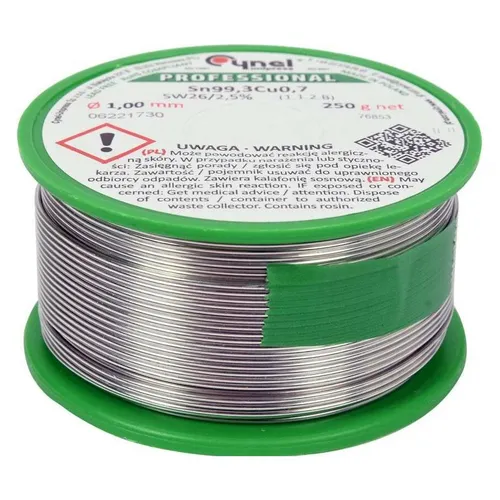 TRIZERATOP Bleifreies Lötzinn 1 mm, 250 g - Hochwertiges bleifreies Lötzinn mit Flussmittelkern, ideal für die manuelle und automatische Lötung in Elektronik und Kfz-Elektrotechnik. Umweltfreundlich und zuverlässig für professionelle Anwendungen.