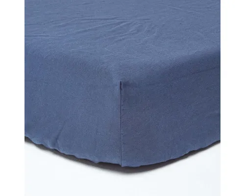 Homescapes Marineblaues Leinen-Spannbettlaken 90 x 190 cm - Luxuriöses, extra-hohes Spannbettlaken aus 60% Leinen und 40% Baumwolle in harmonischem Marineblau. Mit Rundum-Gummizug für perfekten Sitz und ideal für hohe Matratzen. Pflegeleicht und atmungsaktiv – für erholsamen Schlaf.