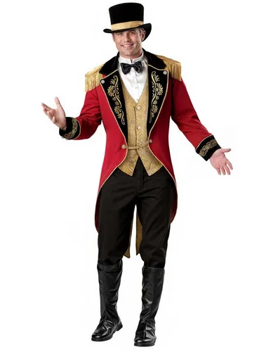 Zirkusdirektor Kostüm für Herren - Größe S - Rot - Authentisches Zirkusdirektor Kostüm in auffälligem Rot mit goldenen Details. Ideal für Karneval und Fasching, inklusive Jacke, Weste und Fliege für einen beeindruckenden Auftritt!