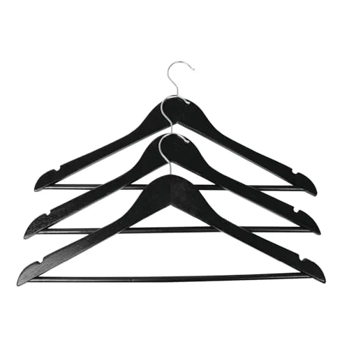 HOME It® Kleiderbügel mit Hosenstange und Schlitz, 3er-Pack, 43 cm, schwarz – Skandinavisches Design, ideal für Hemden und Winterjacken