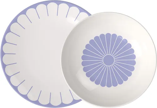 Villeroy & Boch Fleur Bleu Tafelservice 12-teilig - DS - 12-teiliges Tafelservice für 6 Personen aus Premium Porzellan, spülmaschinen- und mikrowellengeeignet – vereint florale Eleganz mit funktionalem Design für jeden Anlass.