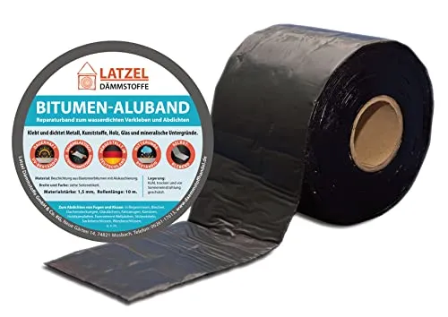 Bitumen Aluband Reparaturband 250 mm - Dichtband für vielseitige Abdichtungsarbeiten - Dichtungsbänder: Selbstklebendes, wasserdichtes Reparaturband in 10 m Länge für zuverlässige Abdichtungen auf Holz, Stein, Kunststoff und mehr. Ideal für Außenbereiche und Leckagen.