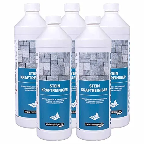 Stein Kraftreiniger - Effektive Reinigung für Steinoberflächen - Spezialputzmittel zur mühelosen Entfernung von Ausblühungen, Kalk, Rost und Mörtel. Ideal für Klinker und säurefeste Natursteine, extra stark konzentriert für bis zu 11 Liter gebrauchsfertigen Reiniger.