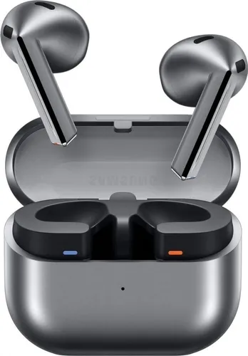 Samsung Galaxy Buds3 - Silber - Hochwertiger Klang und ANC - Kopfhörer mit 24-Bit Hi-Fi Audio und aktiver Geräuschunterdrückung (ANC) für ein beeindruckendes Hörerlebnis. Ergonomisches Design für langanhaltenden Komfort und IP57 Wasser- und Staubbeständigkeit.