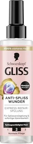 Gliss Spülung Anti-Spliss Wunder (200 ml), Haarspülung repariert geschädigte Haarfasern, für langanhaltende Splissversiegelung, mit Hitzeschutz bis zu 230°C