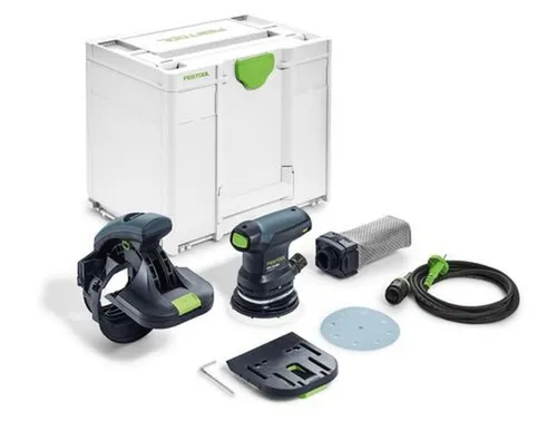 Festool Exzenterschleifer ES-ETS 125 REQ-Plus, 250W - Schleifmaschinen für winkeltreues Schleifen von Kanten, mit 25% höherer Abtragleistung dank MMC Regelelektronik und Turbo-Absaugung für staubfreies Arbeiten.