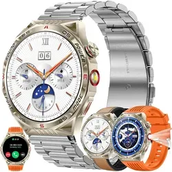 mit Telefonfunktion, 1,85” AMOLED 5ATM Rund Smart Watch Aktivitätstracker mit 123 Sportmodi Blutdruck Schlafmonitor Schrittzähler Armbanduhr - Silber