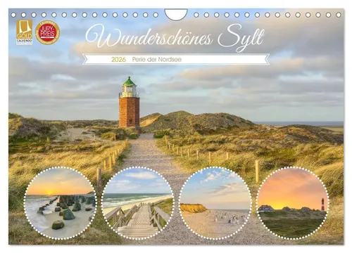 Wunderschönes Sylt - Perle der Nordsee Kalender 2026 - Monatskalender im DIN A4 Format, zeigt die atemberaubende Schönheit von Sylt und eignet sich perfekt als Wanddekoration für Reisefans.
