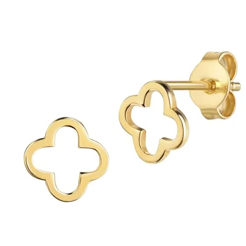 Kleeblatt Gold-Ohrstecker 333 Gold für Damen - Elegante Ohrstecker aus 333 Gelbgold im Kleeblatt-Design, ideal für besondere Anlässe oder als täglicher Begleiter. Lieferung inklusive Schmucketui und Zertifikat.