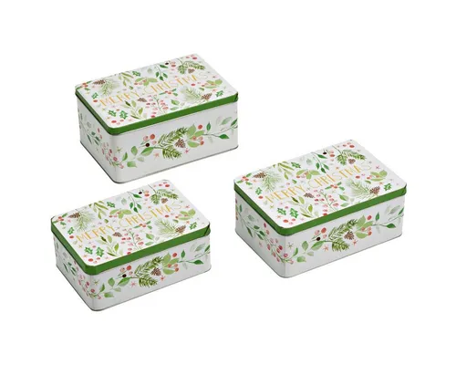 matches21 HOME & HOBBY Vorratsdose Große Metall Plätzchendosen Merry Christmas Spruch weiß im 3er Set, Metall, (3-tlg), Eckige Weihnachten Blech Vorratsdosen als Keks-Dosen in 21, 19, 17 cm