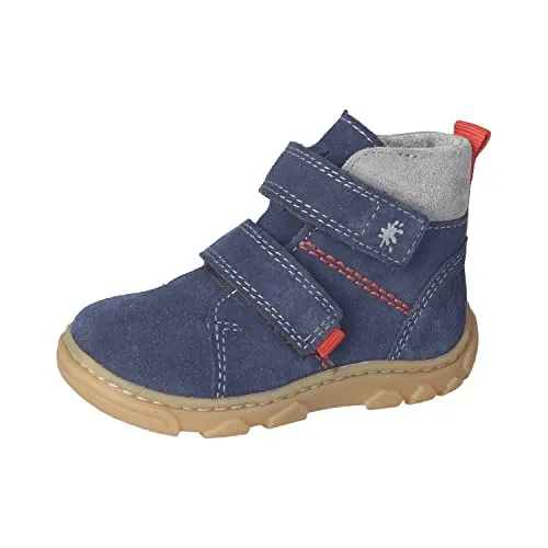 RICOSTA Baby Jungen Stiefel Sky,Kinder Lauflernschuhe,WMS:Mittel,Barfuß-Schuh,Klettstiefel,Booties,Leder,Nautic/grau (170),21 EU