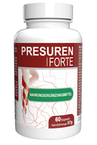 PRESUREN FORTE 60 Kapseln - Das Original - Nahrungsergänzungsmittel mit hochwertigen Kräuterinhaltsstoffen. Unterstützt Ihr Wohlbefinden mit einer täglichen Kapsel zu den Mahlzeiten.