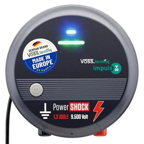 VOSS.farming 230V Weidezaungerät Impuls V30, 9.500V schlagstarkes Elektrozaungerät für Weidezäune