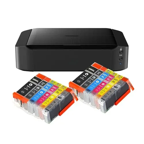 Canon Pixma iP8750 Tintenstrahldrucker mit 12 XL Patronen - Hochwertiger A3-Drucker für Dokumente und Fotos, bietet hohe Auflösung von bis zu 9.600 x 2.400 dpi und WLAN-Funktionalität für bequemes Drucken.
