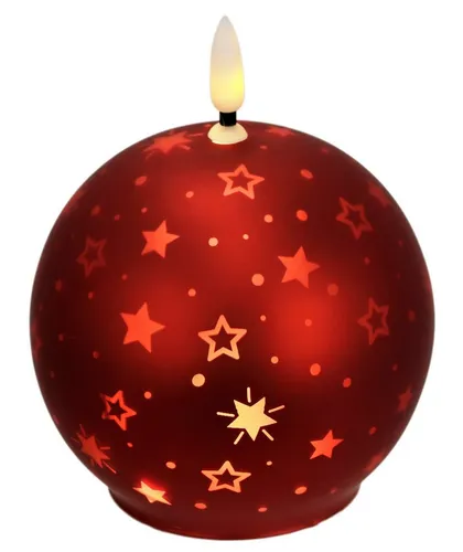 I.GE.A. LED-Kerze Kugel-Kerze B, aus Glas batteriebetrieben mit Timer Adventskranz Adventskerzen