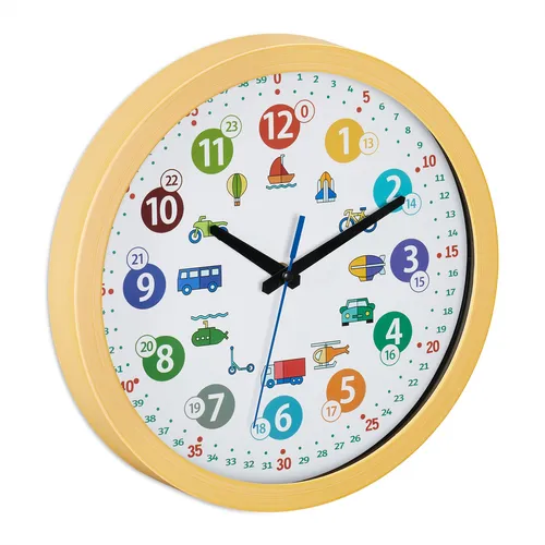 Wanduhr kinder Kinderzimmer Uhr Fahrzeuguhr bunt 30 cm Lernuhr für Kinder