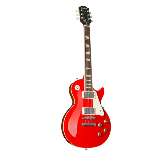 Epiphone Les Paul Standard 50s in Cardinal Red - Gitarren mit Ahorn-/Mahagoni-Korpus und Lorbeer-/Mahagoni-Hals, ausgestattet mit Epiphone Probucker-Tonabnehmern für einen klassischen Sound, inklusive Gigbag für optimalen Schutz.