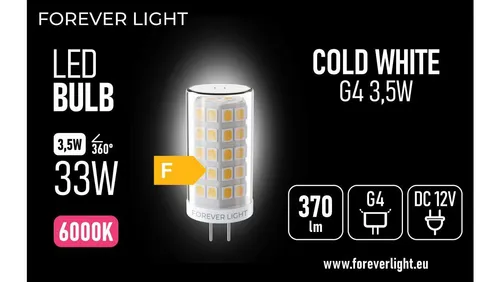 Żarówka LED G4 3.5W 370lm 6000K 12V klasa F Forever Light TELFORCE 5907504519739