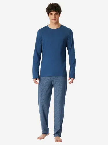 Schiesser Pyjama Casual Essentials 2-tlg. Schlafanzug blau L (52) - Bequemer 2-teiliges Pyjama Set aus 100% Baumwolle in navy. Ideal für entspannte Nächte, pflegeleicht und maschinenwaschbar.