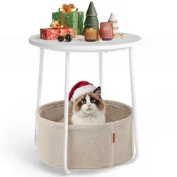 VASAGLE Beistelltisch rund in beige von VASAGLE