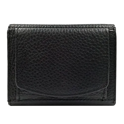 Mini Geldbörse Herren, Reise Portemonnaie, klein viele Fächer, Leder schwarz, RFID Blocker, Münzfach groß | Wallet Portmonee Geldbeutel Brieftasche Herrengeldbörse Herrenportemonnaie Herrengeldbeutel