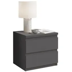 Mid.you Nachtschrank in Graphit mit 2 Schubladen - Praktischer Nachtschrank (ca. 44 cm hoch) in Graphit mit 2 Schubladen und großzügiger Ablagefläche für Bücher und persönliche Gegenstände. Minimalistisches Design für jedes Schlafzimmer.