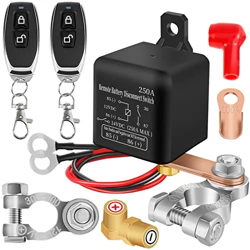 Batterietrenner 12 V Batterietrennschalter 12 V Batterieschalter Relais 250 A mit 2 Fernbedienungen für Auto Boot LKW RV(250 A)