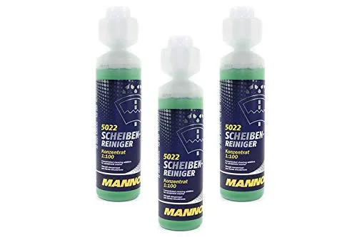 MANNOL Scheiben Reiniger Konzentrat 3 Stück á 250 ml - Autopflege & Motorradpflege, entfernt effektiv Öl, Insekten und Silikonrückstände für klare Sicht und ist chemisch neutral zu Gummi und Lack.