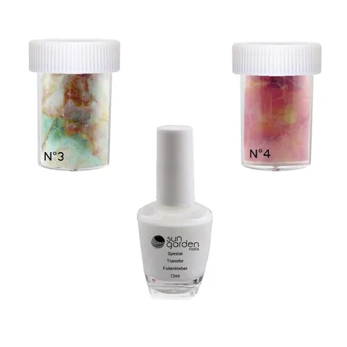MARBLE SET 2 Transfer Nagelfolie XXL Nagel Folie 03 + 04 inkl. 13 ml Spezial ...