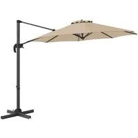 COSTWAY Ampelschirm 300x300cm mit Kurbel, neigbar & drehbar, großer Terrassenschirm Beige - Verstellbarer Ampelschirm für optimalen Schatten im Freien. Hochwertiges, lichtbeständiges Polyestergewebe und 360°-Drehung für maximalen Komfort. Ideal für Garten, Terrasse und Poolbereich.
