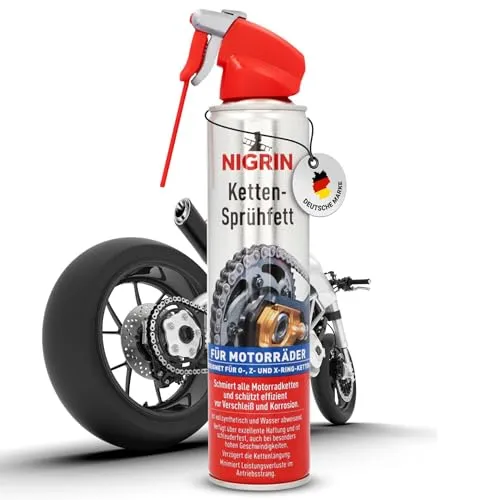 NIGRIN Keramik Ketten-Sprühfett 400 ml - Schmiermittel für Motorradketten, vollsynthetisch, schützt vor Verschleiß und minimiert Leistungsverluste, ideal für O-, Z- und X-Ring-Antriebsketten.