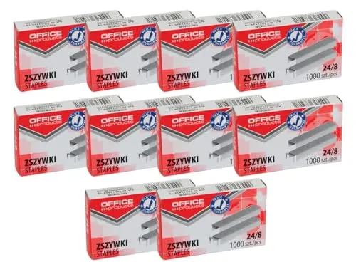 OFFICE PRODUCTS 18072429-19 Heftklammern 24/8 Silbern/ 10.000 Stück (10 x 1000 Stück) Standart Handtackerklammern/Tackerklammern Büroklammern/Verzinkt