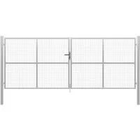 vidaXL Gartentor aus verzinktem Stahl 415 x 200 cm - Gartentor aus verzinktem Stahl für maximale Stabilität und Korrosionsbeständigkeit, ideal als robuste Barriere für Garten, Terrasse oder Innenhof.