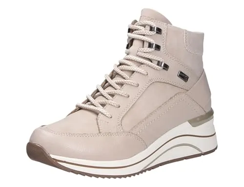 Remonte Damen Stiefel in Beige, Gr. 42 - Komfort für breitere Füße - Wanderschuhe aus hochwertigem Glattleder mit Warmfutter und auswechselbarer Einlegesohle. Ideal für breitere Füße mit Weite H und wasserabweisender Membrane für optimalen Wetterschutz.