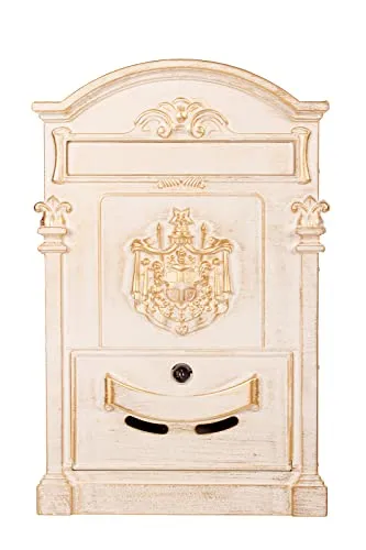 Antiker edler Briefkasten GAL29 - Nostalgischer Wandbriefkasten aus Aluminium Guss - Wandbriefkasten aus Aluminium Guss, 47 cm hoch, wetterfest und mit Schloss. Edle antike Optik, inklusive Schlüssel und Befestigungsmaterial. Ein Blickfang für Ihr Zuhause!