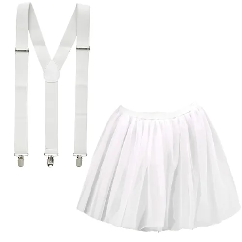 Goldschmidt Kostüme Hosenträger und Tüllrock Set weiß Tütü Petticoat Karneval