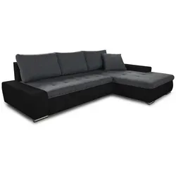Ecksofa Faris mit Schlaffunktion - Vielseitige Couch mit Bettkasten - Ecksofa Faris in Schwarz und Dunkelgrau, ideal für kleine Räume mit Schlaffunktion und integriertem Bettkasten. Komfortable Sitzfläche aus hochelastischem Schaumstoff, perfekt für jeden Anlass.