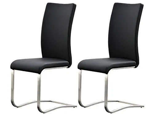 möbelando Esszimmerstuhl >Muvo I< (2er Set) in Schwarz aus Metall - 43x103x52cm (BxHxT)