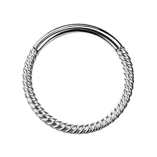 Piercingfaktor Clicker Scharnier Ring geflochten Nasen Piercing Septum Tragus Helix Nase Nasenring Nasenpiercing Ohr Knorpel Segment Klicker Silber 1,0mm x 8mm