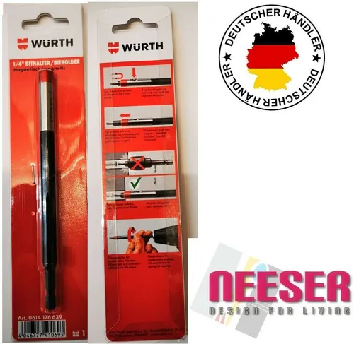 Würth ¼“ Bithalter 150 mm lang 0614176639 Magnet, einhand, schlank LAGERWARE