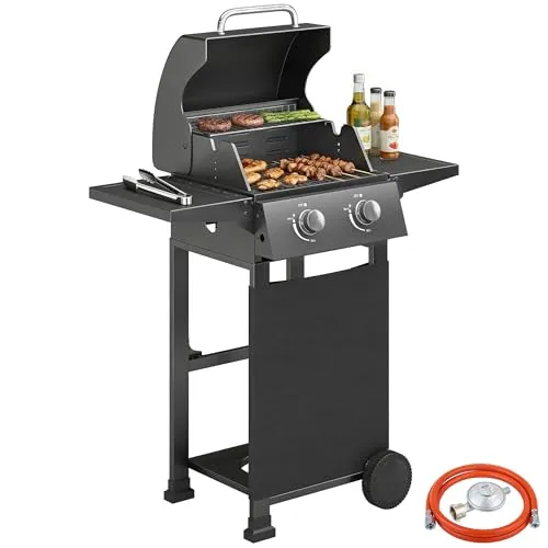 Gasgrill 5,4 KW mit 2 Brennern und klappbarem Seitentisch