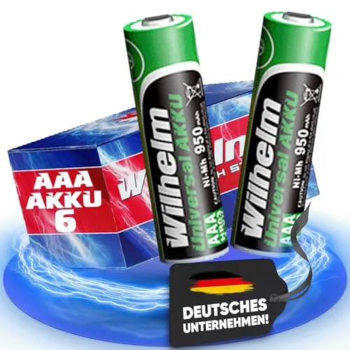 AAA Mikro AKKU Wilhelm Universal Batterien wideraufladbar 1,2 V HR03 6 x