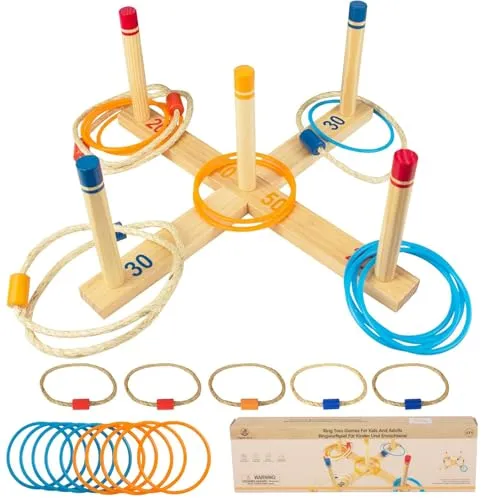 Ringwurfspiel Kinderspiele - Spiele für draußen - werfen den Ring für Kinder und Erwachsene – ringwurfspiel Outdoor aktiver Indoor und Outdoor Spielspaß - inklusive Tragetasche für den Tr