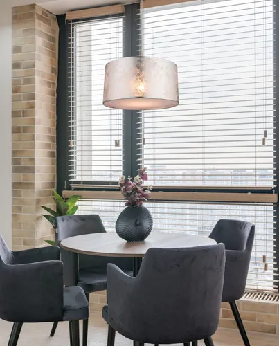 Globo Lighting Hängeleuchte Nickel matt 400mm - Moderne Pendelleuchte aus Metall und Textil, perfekt für stilvolle Wohnräume. Flexibel in der Lichtgestaltung dank E27 Fassung für individuelle Leuchtmittel.