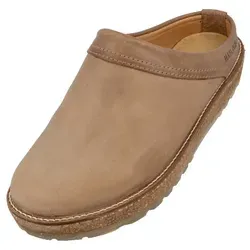 Haflinger Travel Classic Eleganter Clog aus Leder mit Korkfußbett und Gummisohle Hausschuh grau 45