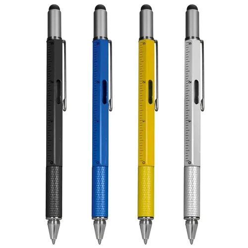 Universal Eingabestift Stylus Touch Pen für Handy und Tablet - Vielseitiger Eingabestift mit integrierten Funktionen wie Wasserwaage, Schraubenzieher und Lineal – ideal für kreative Anwendungen und präzises Arbeiten auf Touchscreens.