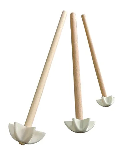 Unbekannt 3 Stück Quirl 19-22-26cm mit Kunststoffkopf und Buchenholzgriff